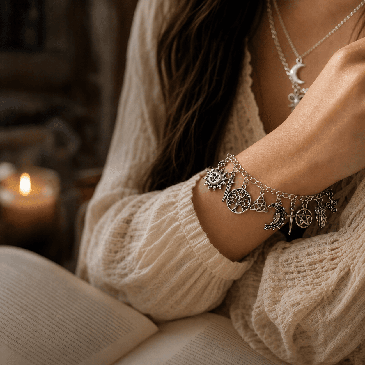 Mystisches Vintage-Charm-Armband für Damen – Celestial Gothic Boho Schmuck🔮✨