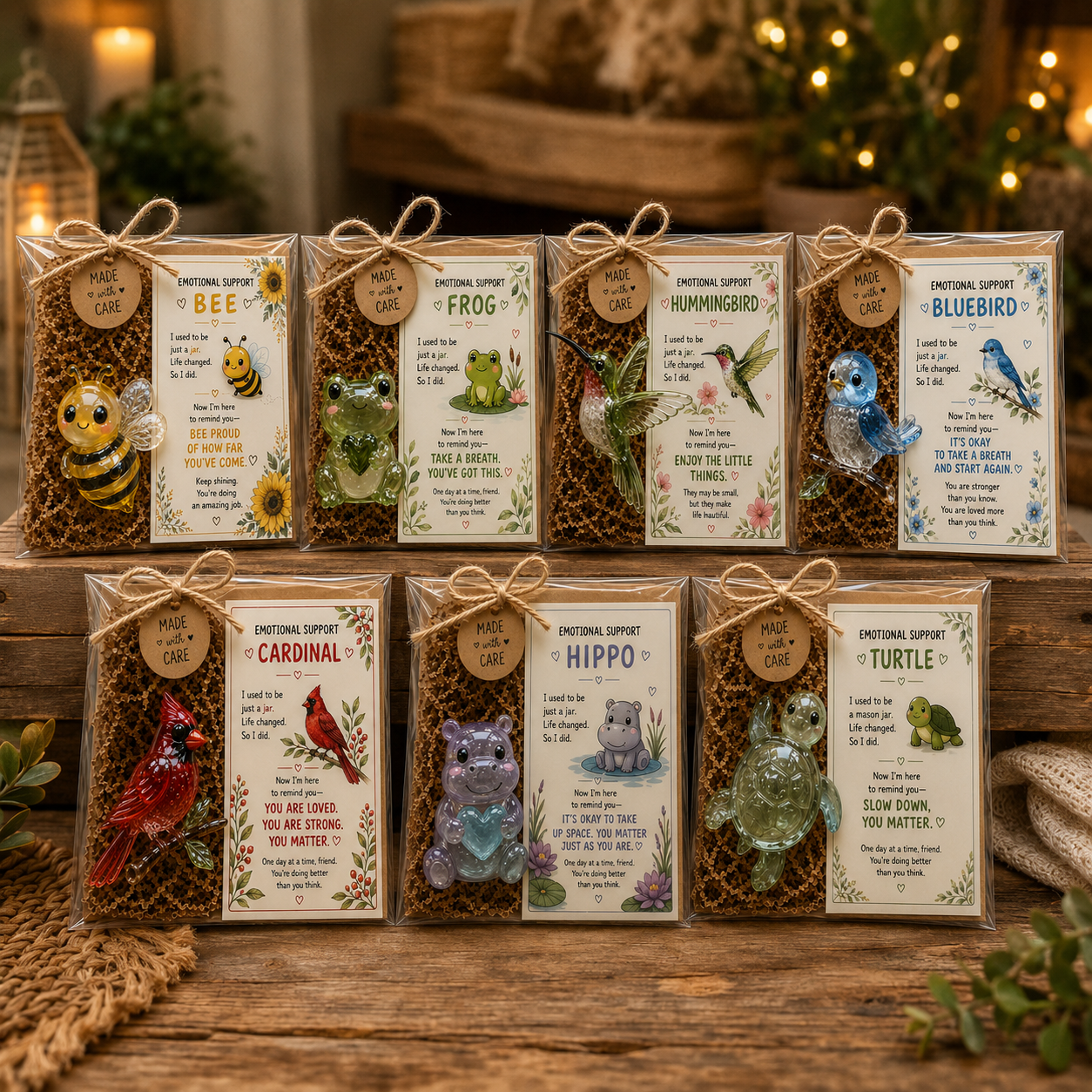 🌸🐝 Emotional Support Glass Animal Gift Set – A Meaningful Little Reminder That You Matter 💕