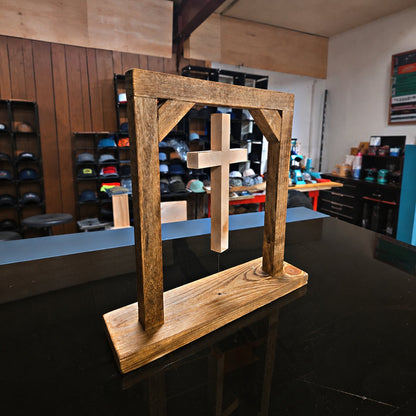 ✝️ Handmade Floating Wooden Cross Tabletop Decor