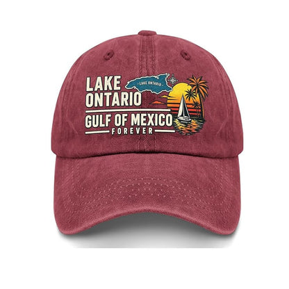 🔥LAST DAY 50% OFF - 🍁🌊Lake Ontario & Gulf Forever Vintage Embroidered Cap (🧢100% Cotton)