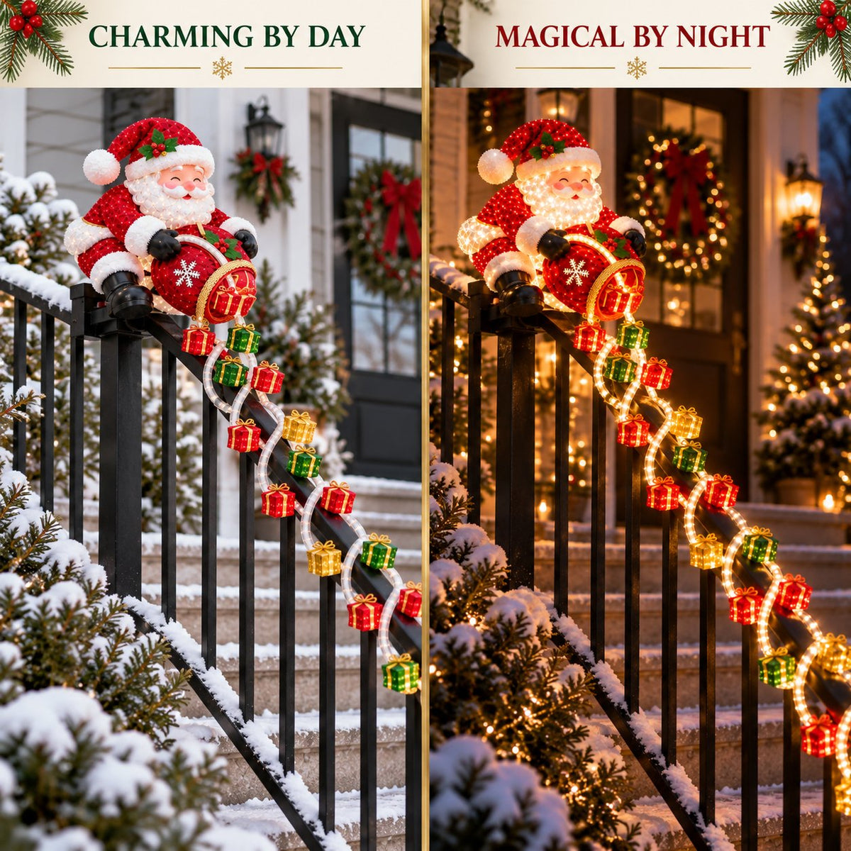🔥Last Day 50% OFF 🎅 Santa Magic Gift Cascade Railing Light