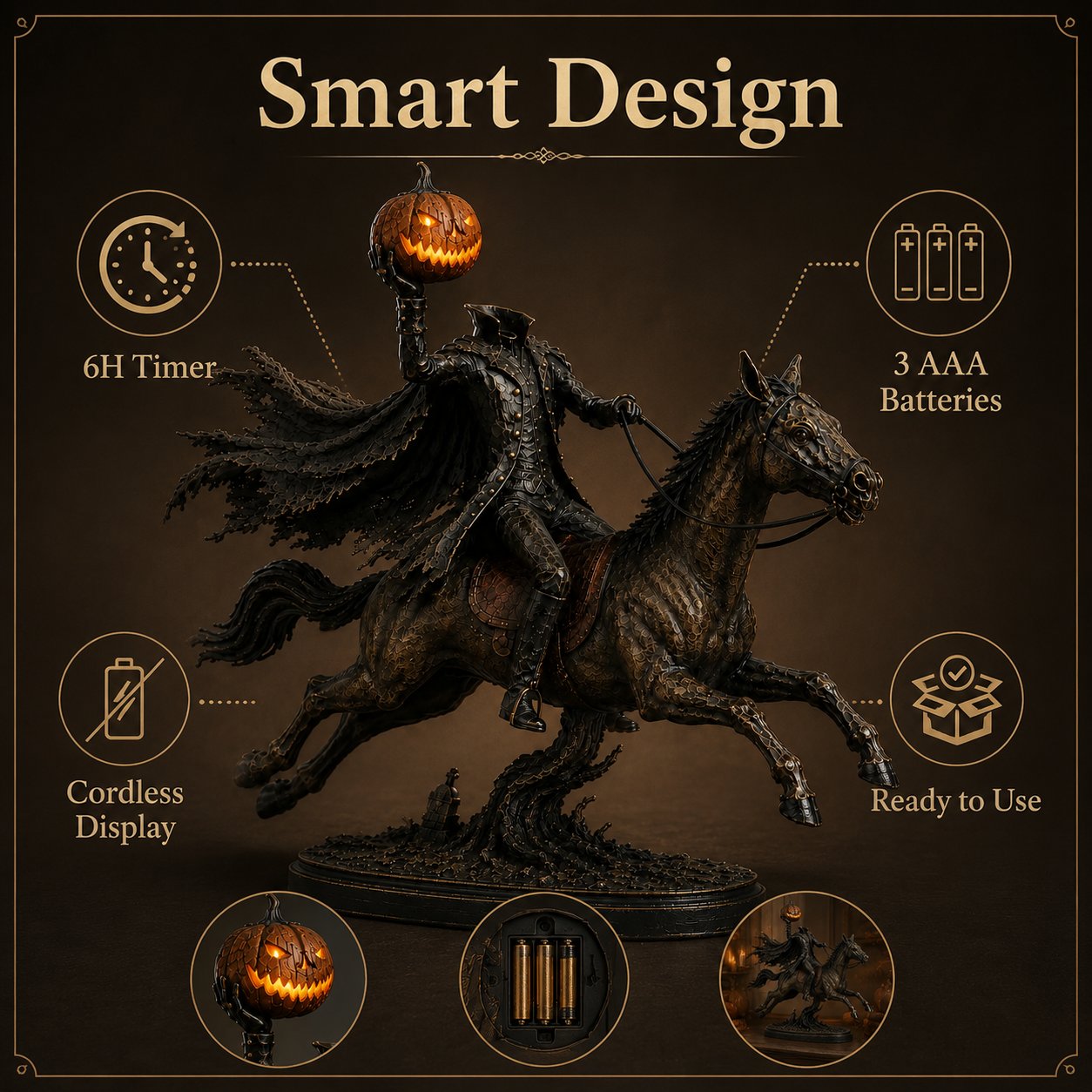 ⏰Limited Stock 50% OFF - 🎃🏇Midnight Chase Headless Horseman Statue | Awaken the Legend of the Hollow(✨Same as the video)