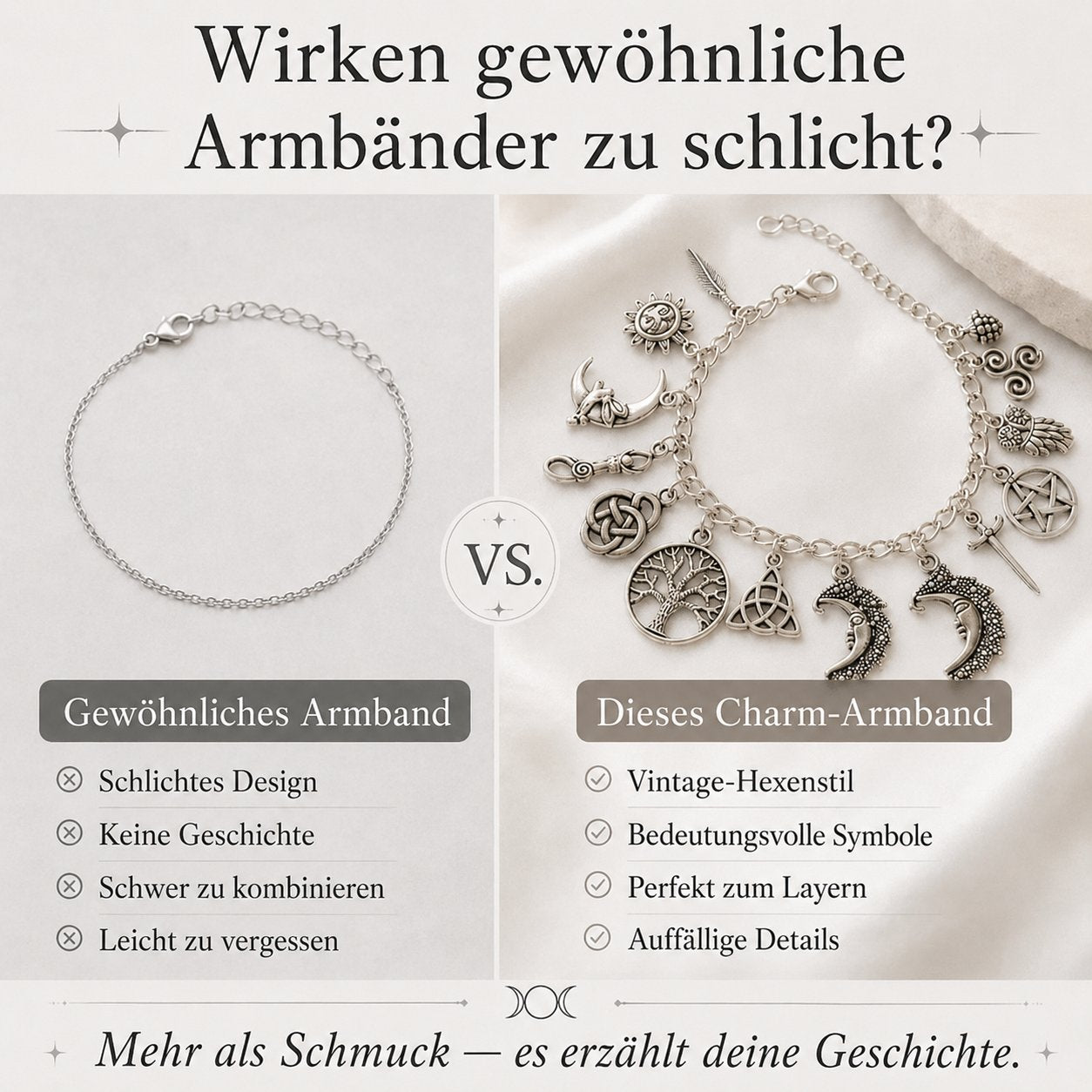 Mystisches Vintage-Charm-Armband für Damen – Celestial Gothic Boho Schmuck🔮✨
