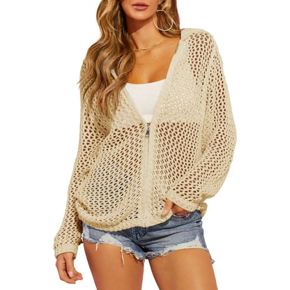 🔥LAST DAY 50% OFF - Women's Crochet Lightweight Cardigan Zip Up