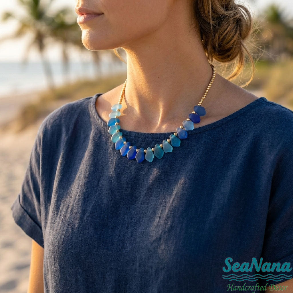 🌈Rainbow Handcrafted Sea Glass Necklace