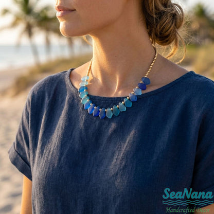 🌈Rainbow Handcrafted Sea Glass Necklace