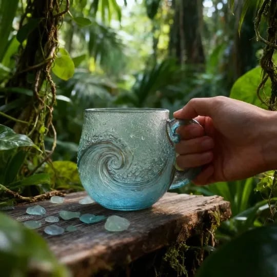 🎄Christmas Best Gifts🔥 Unique Handcrafted Sea Glass Ocean Wave Mug🎁