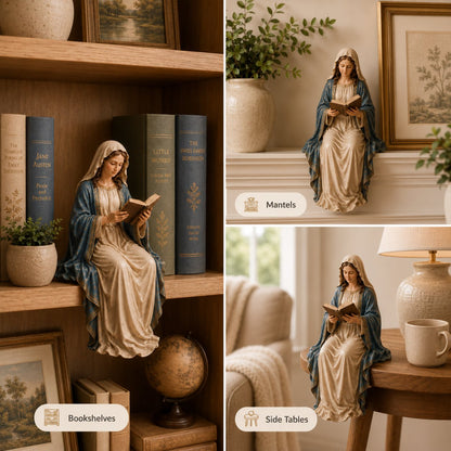 🙏Handcrafted Virgin Mary Reading Bookshelf Figure - A Quiet Blessing for Your Bookshelf