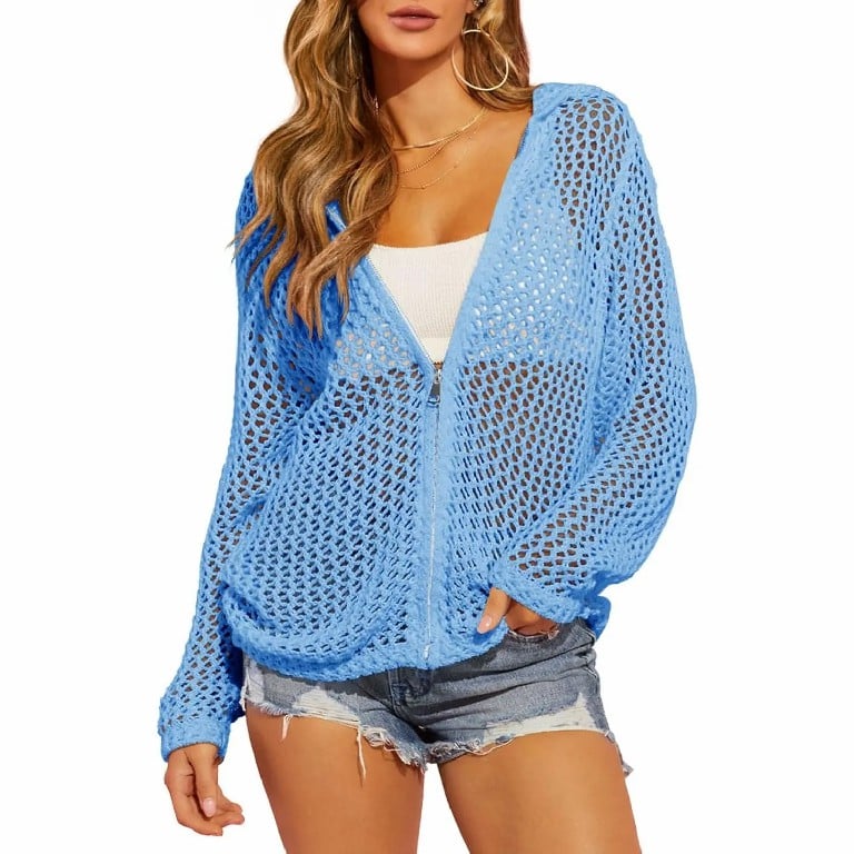 🔥LAST DAY 50% OFF - Women's Crochet Lightweight Cardigan Zip Up