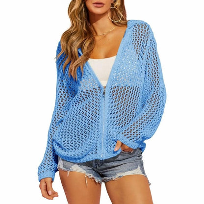 🔥LAST DAY 50% OFF - Women's Crochet Lightweight Cardigan Zip Up