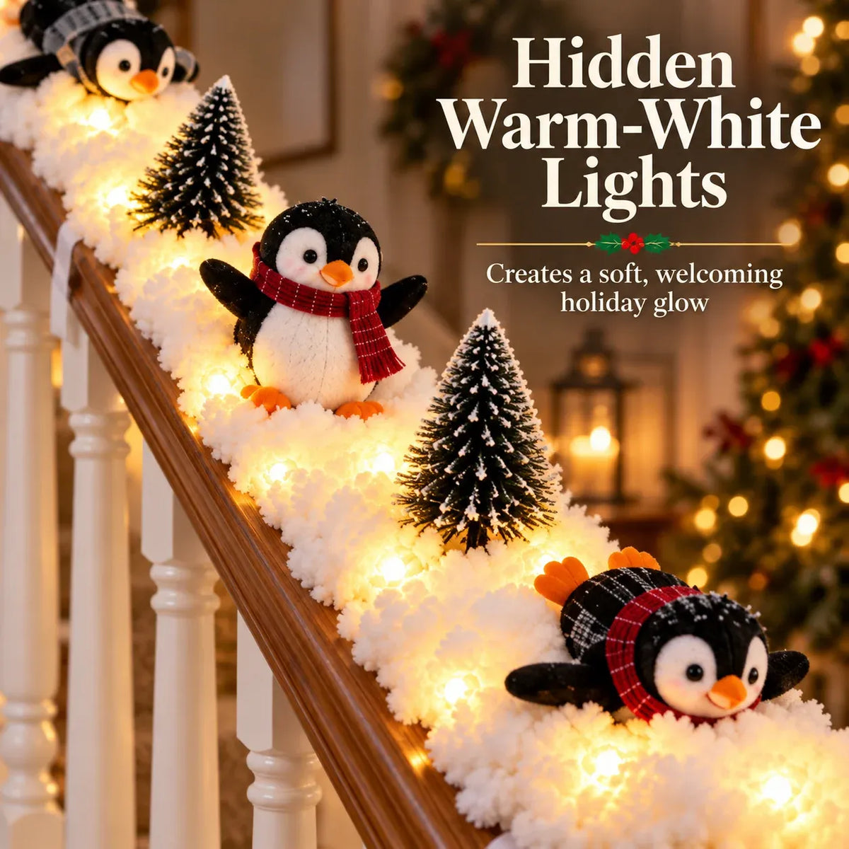 🔥Last Day 50% OFF - 🔥Playful Penguin Snowy Stair Railing Decor
