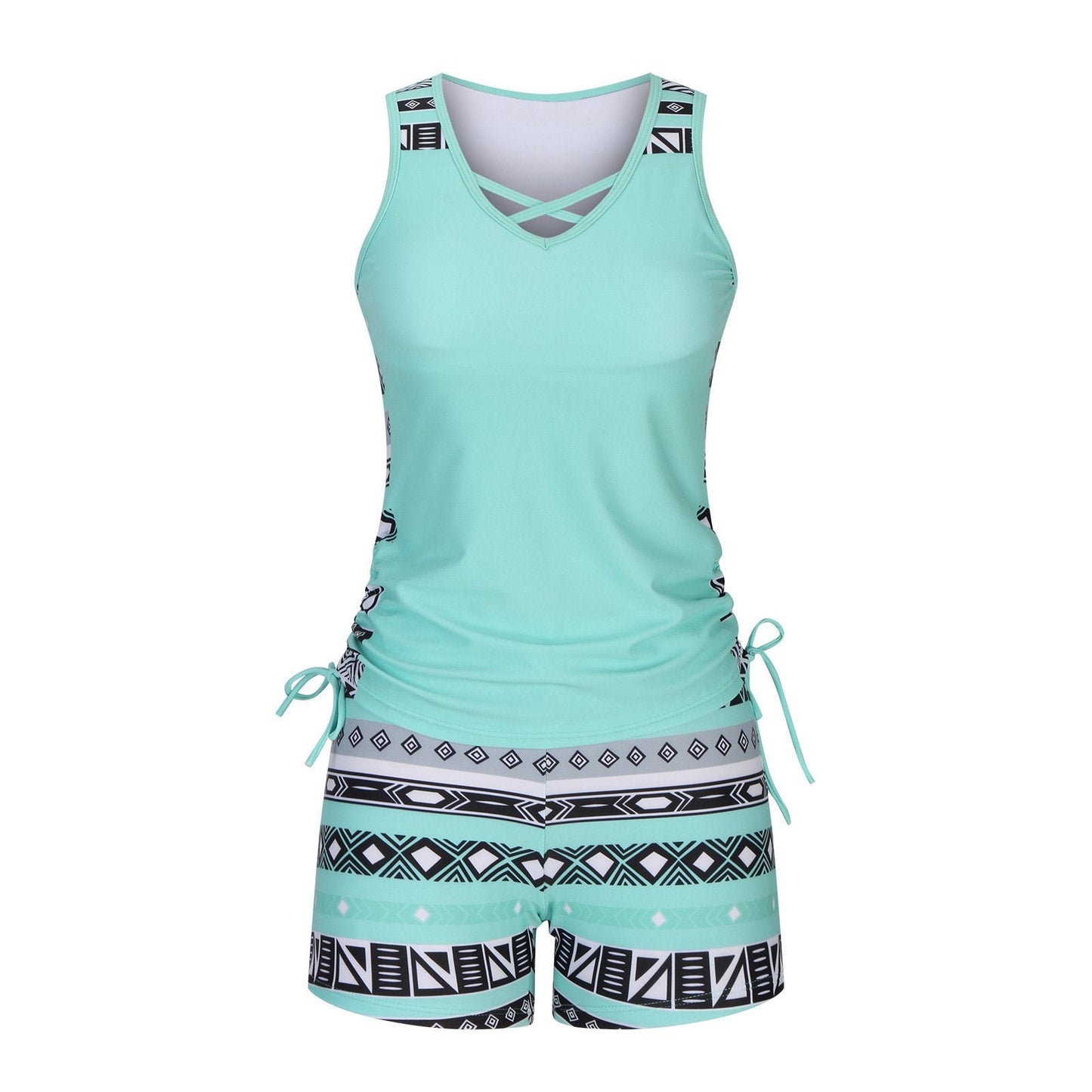 ⏰LAST DAY 60% OFF - Miraclesuit Women's 2-Piece Tummy Control Tankini Set with Built-In Bra – Flattering Boho Swimwear with Shorts🔥 Buy 2 Free Shipping