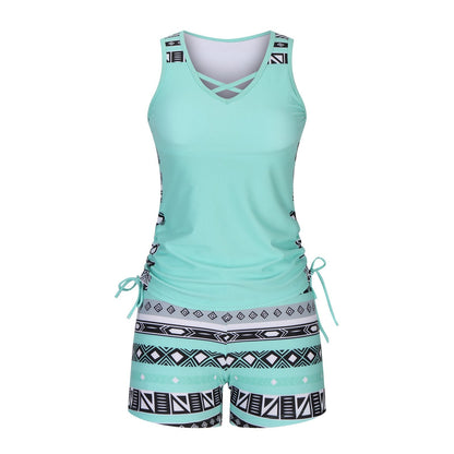 ⏰LAST DAY 60% OFF - Miraclesuit Women's 2-Piece Tummy Control Tankini Set with Built-In Bra – Flattering Boho Swimwear with Shorts🔥 Buy 2 Free Shipping