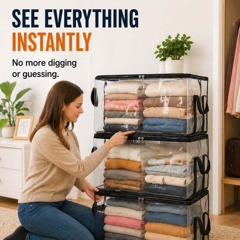 🔥Last Day 50% OFF-📦️Large Dustproof Storage Box with Handle📦️