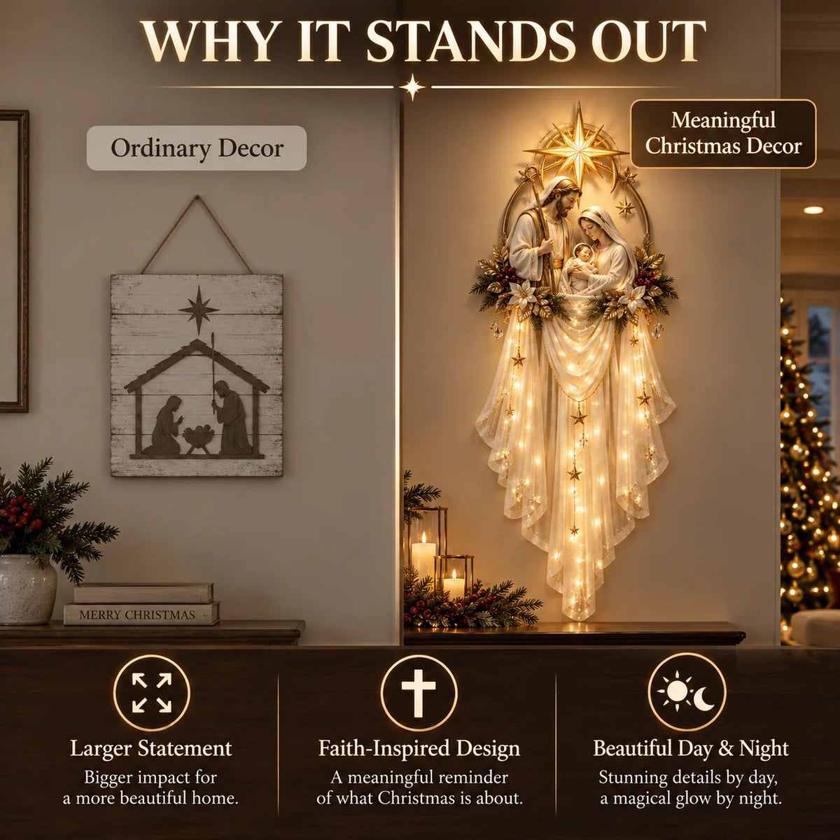 ✨50% OFF Today | Holy Family Star Veil™ – Meaningful Christmas Wall Decor