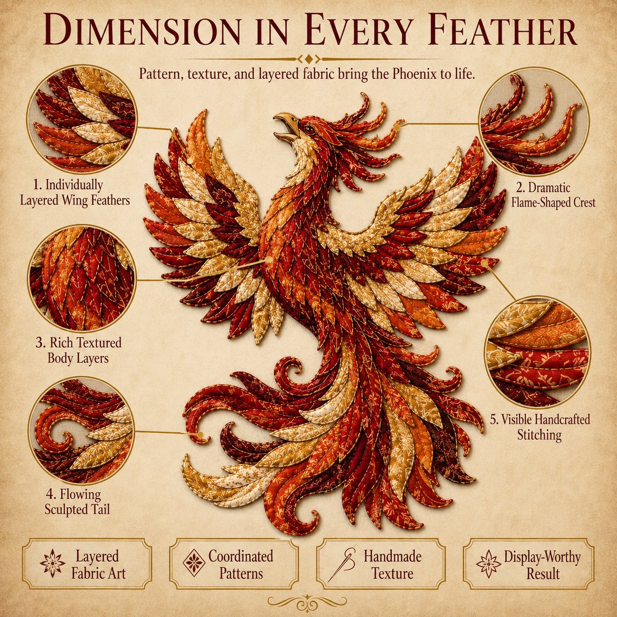 ⏳ Last Day 50% OFF – 🌙 Beginner-Friendly Mythic Wilds DIY Layered Patchwork Art Kit | Complete Kit with Patterned Fabrics, Sewing Materials & Step-by-Step Guide Included 💕