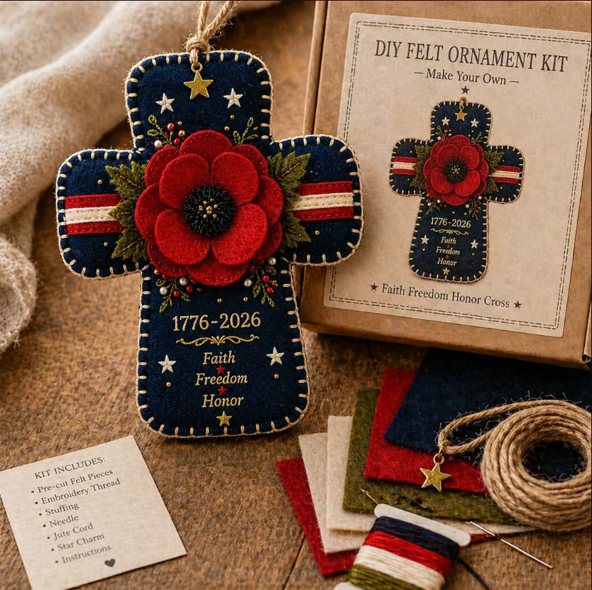 🔥LAST DAY 49% OFF-🎉DIY Patriotic Poppy Cross Ornament Kit