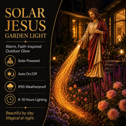 ✝️ Solar Jesus Fiber Optic Garden Light ✨ | Faith-Inspired Outdoor Decor