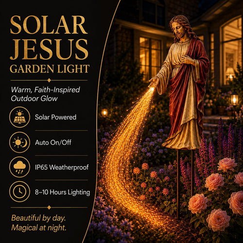 ✝️ Solar Jesus Fiber Optic Garden Light ✨ | Faith-Inspired Outdoor Decor