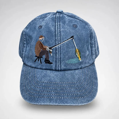 🔥 Last Day 49% OFF-🎣🧢 Catch of the Day Interactive Fishing Cap –🎁 Vintage Washed Moving Fish Hat