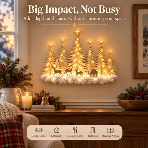 🔥HOT SALE🔥🌲 Step Into an Enchanted Winter Grove: Lighted Christmas Woodland Forest Wall Decor