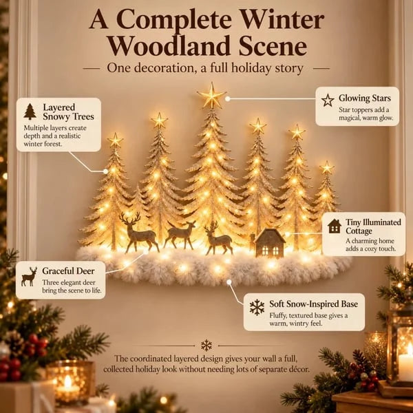 🔥HOT SALE🔥🌲 Step Into an Enchanted Winter Grove: Lighted Christmas Woodland Forest Wall Decor