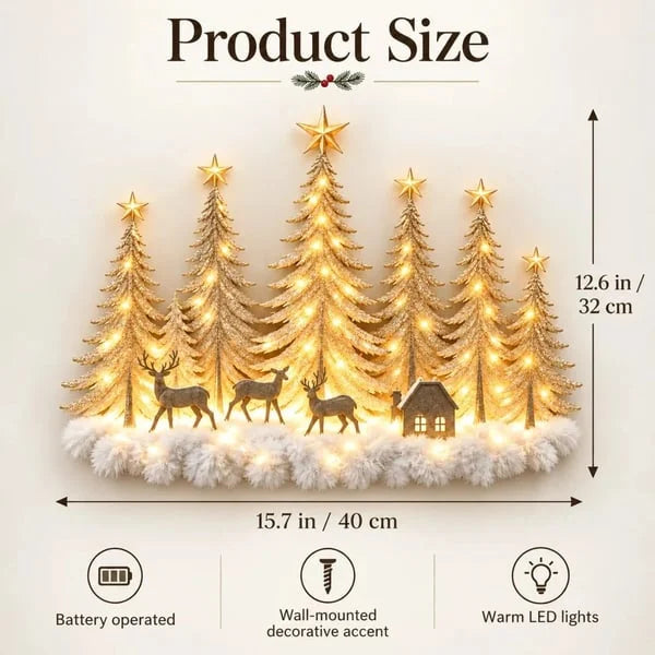 🔥HOT SALE🔥🌲 Step Into an Enchanted Winter Grove: Lighted Christmas Woodland Forest Wall Decor