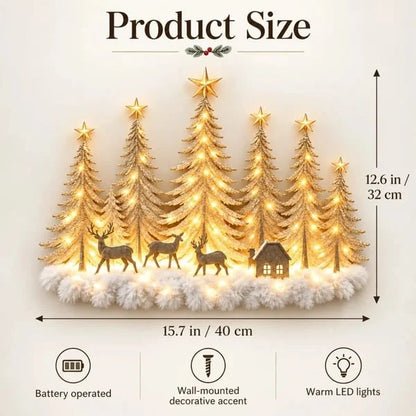 🔥HOT SALE🔥🌲 Step Into an Enchanted Winter Grove: Lighted Christmas Woodland Forest Wall Decor