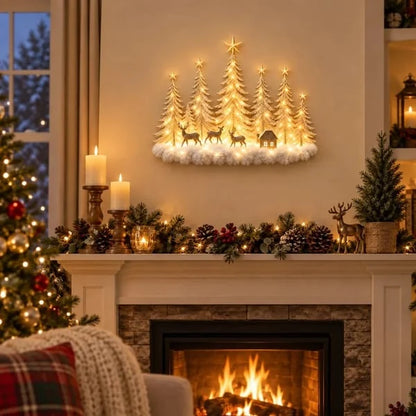 🔥HOT SALE🔥🌲 Step Into an Enchanted Winter Grove: Lighted Christmas Woodland Forest Wall Decor