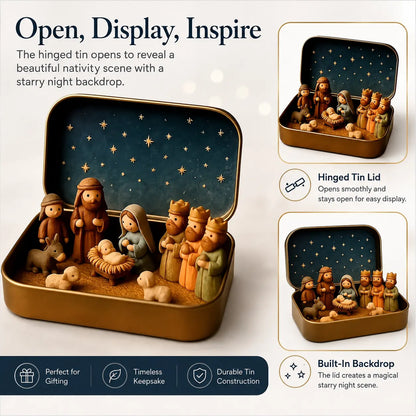 ✝️🙏 Mini Nativity Scene Keepsake Tin — Pocket-Sized Christmas Holy Family Set
