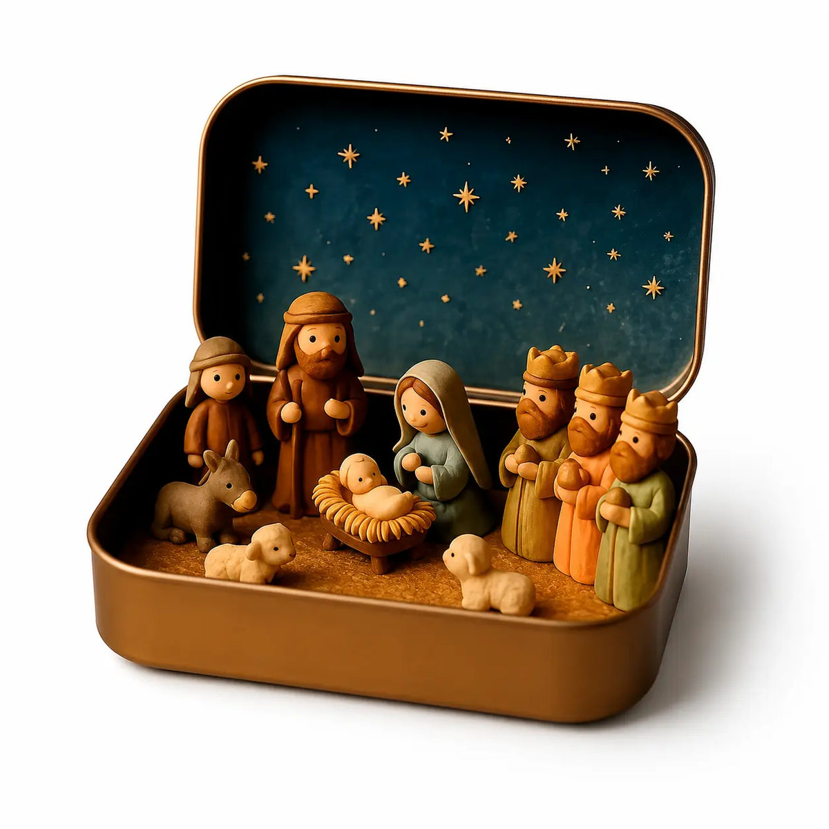 ✝️🙏 Mini Nativity Scene Keepsake Tin — Pocket-Sized Christmas Holy Family Set