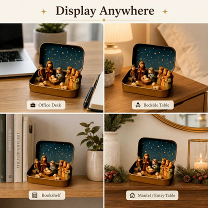 ✝️🙏 Mini Nativity Scene Keepsake Tin — Pocket-Sized Christmas Holy Family Set