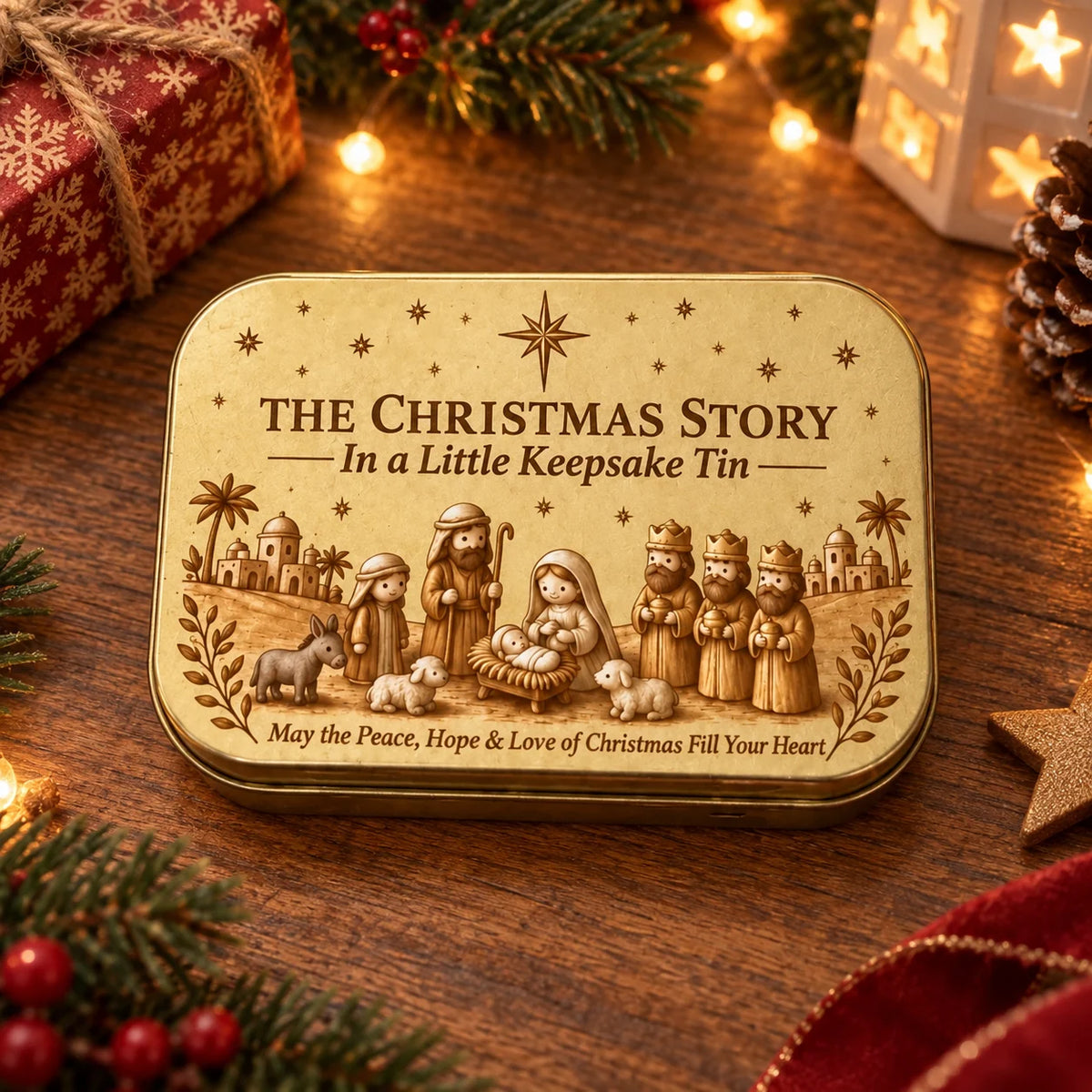 ✝️🙏 Mini Nativity Scene Keepsake Tin — Pocket-Sized Christmas Holy Family Set