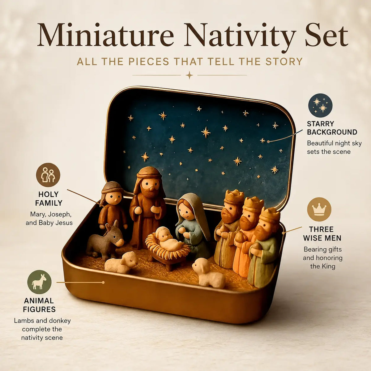 ✝️🙏 Mini Nativity Scene Keepsake Tin — Pocket-Sized Christmas Holy Family Set