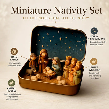 ✝️🙏 Mini Nativity Scene Keepsake Tin — Pocket-Sized Christmas Holy Family Set