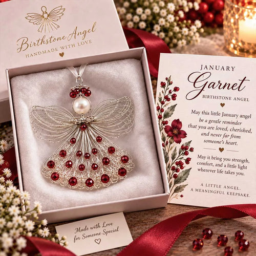 ⏳ 49% Off – 👼handmade Birthstone Angel Wire Ornament |12 Meaningful Birthstone Colors With Keepsake Card ✨
