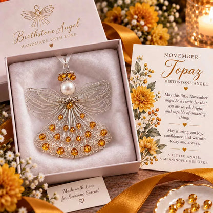 ⏳ 49% Off – 👼handmade Birthstone Angel Wire Ornament |12 Meaningful Birthstone Colors With Keepsake Card ✨