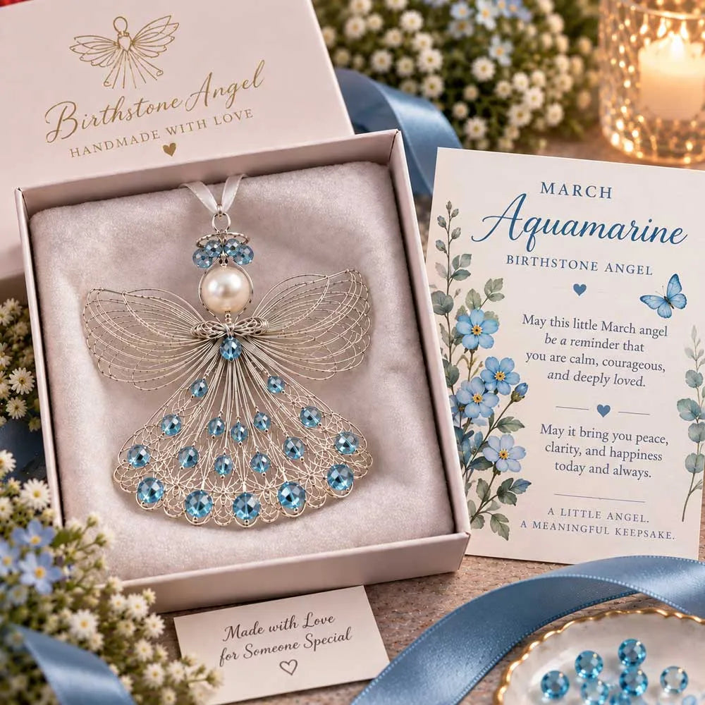 ⏳ 49% Off – 👼handmade Birthstone Angel Wire Ornament |12 Meaningful Birthstone Colors With Keepsake Card ✨
