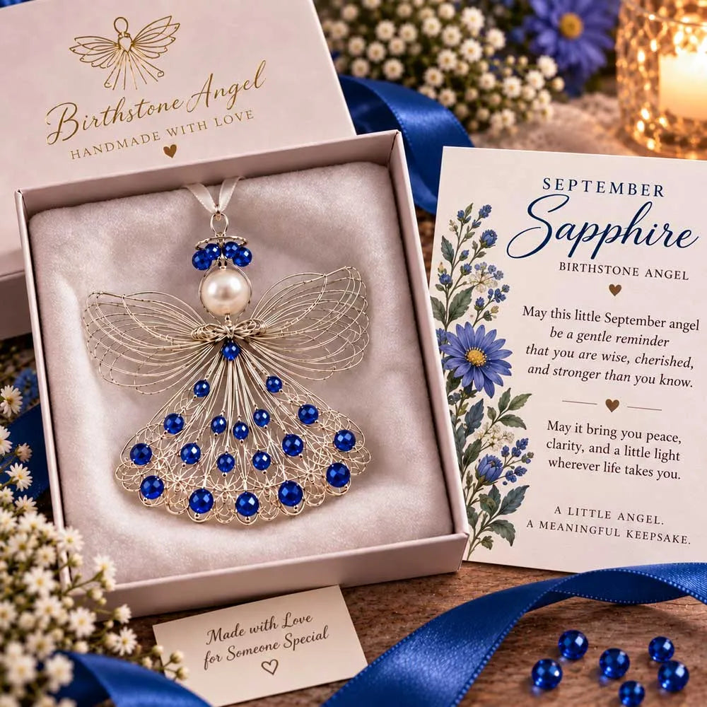 ⏳ 49% Off – 👼handmade Birthstone Angel Wire Ornament |12 Meaningful Birthstone Colors With Keepsake Card ✨