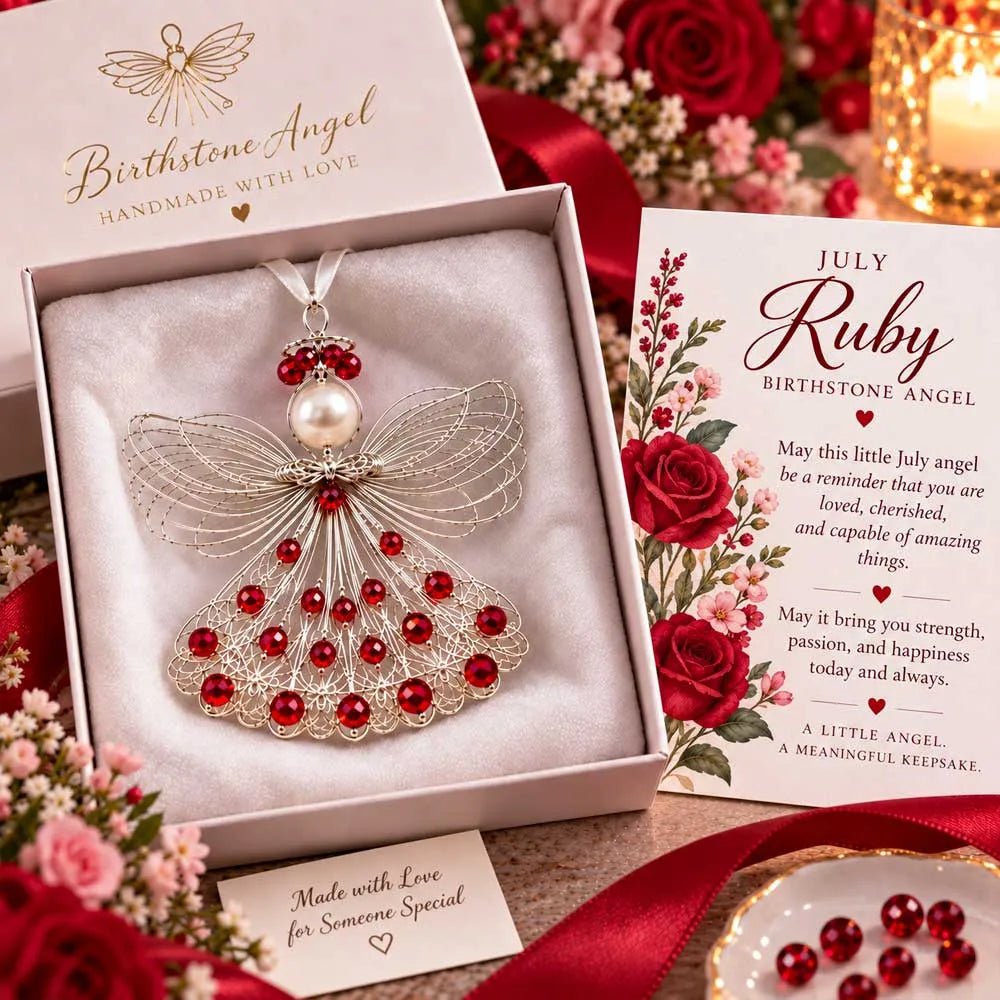 ⏳ 49% Off – 👼handmade Birthstone Angel Wire Ornament |12 Meaningful Birthstone Colors With Keepsake Card ✨