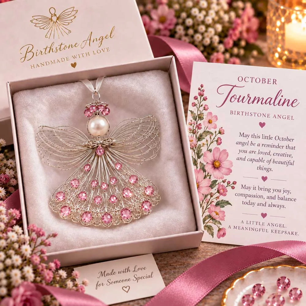 ⏳ 49% Off – 👼handmade Birthstone Angel Wire Ornament |12 Meaningful Birthstone Colors With Keepsake Card ✨