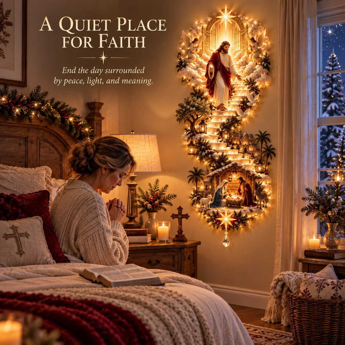 A Quiet Place for Faith Jesus Light of Heaven Christmas decor