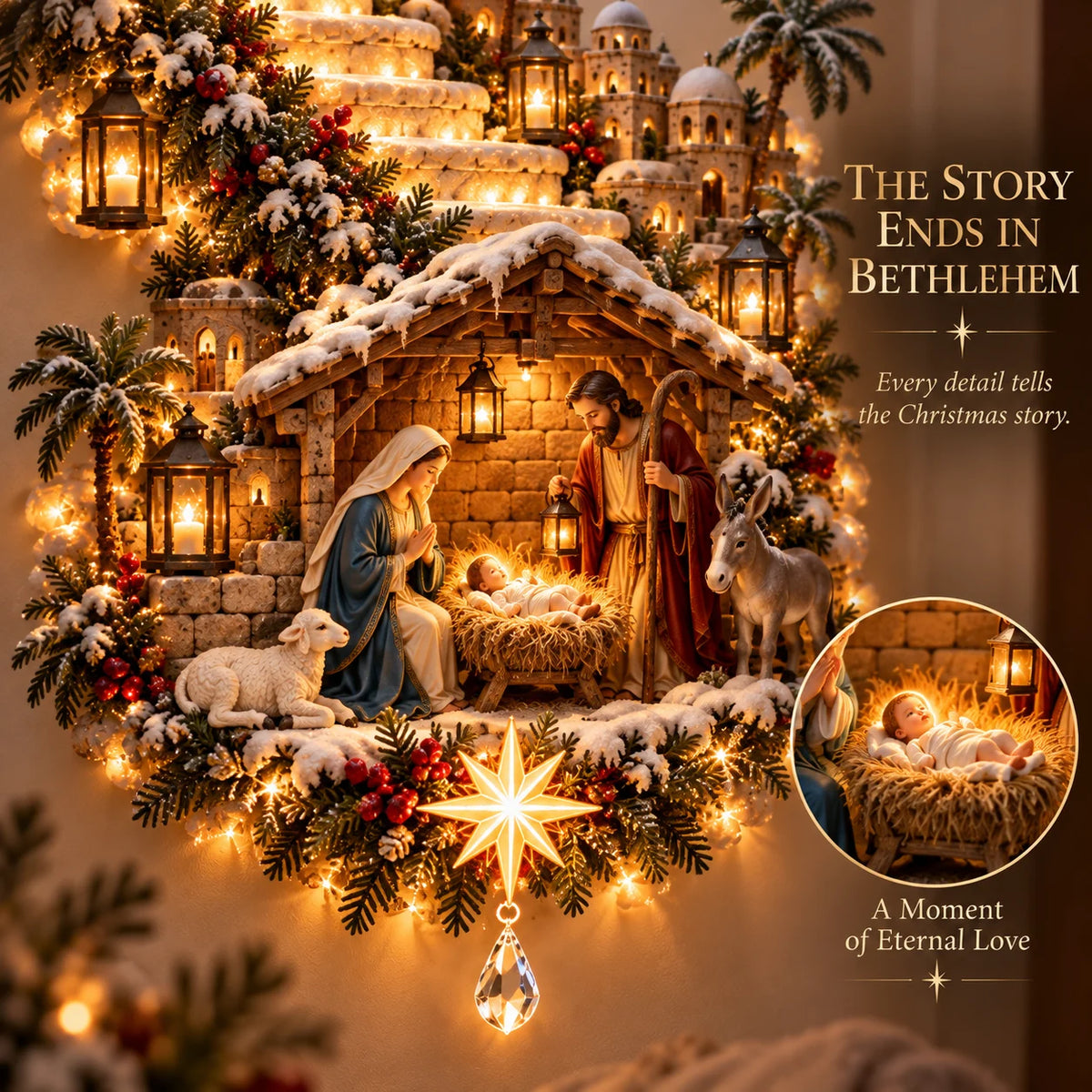 The Story Ends in Bethlehem Nativity detail