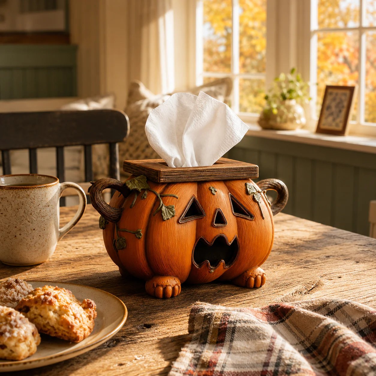 🏆Flash Sale⚡ 5K+ SOLD! 🎃 Pumpkin Halloween Tissue Box Cover-Turn Your Everyday Tissue Box Into A Spooky Fall Decoration