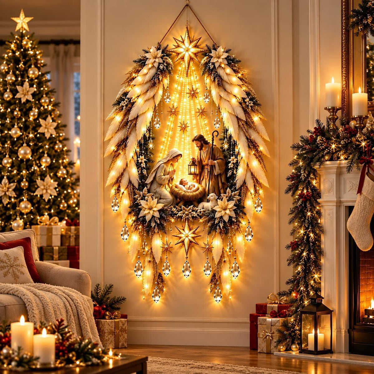 Light-emitting birth scene wall decoration