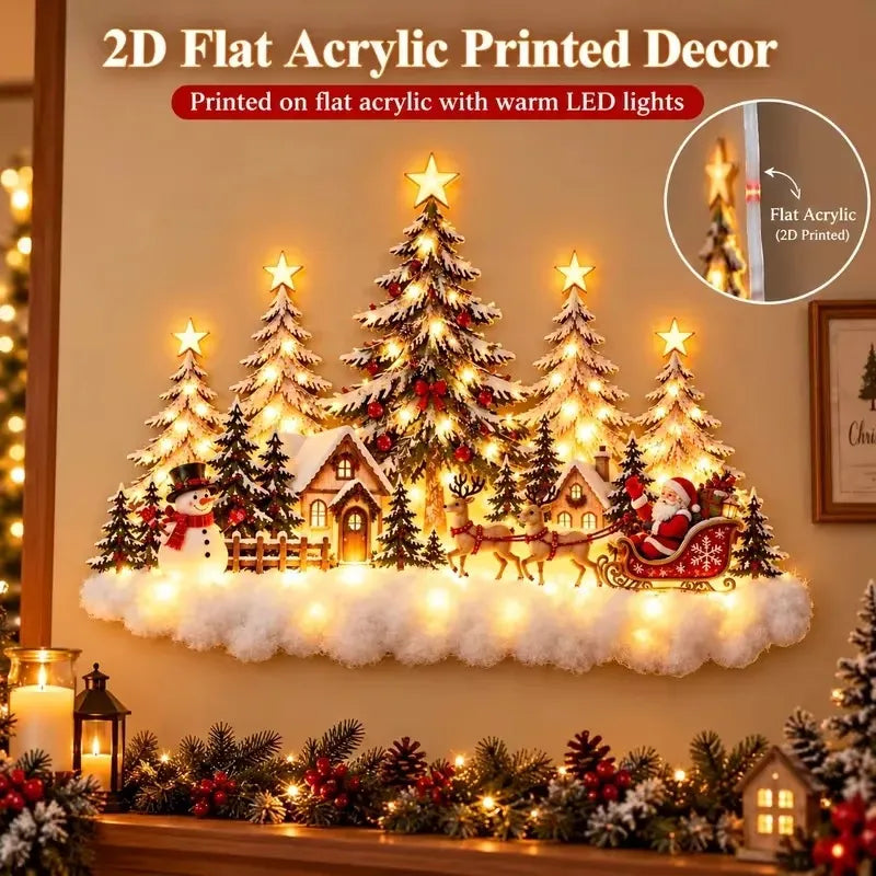 🛷 Lighted Christmas Sleigh Wall Decor – Woodland Forest Glow 🛷