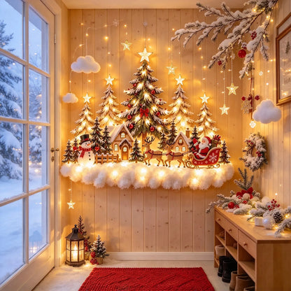 🛷 Lighted Christmas Sleigh Wall Decor – Woodland Forest Glow 🛷