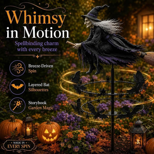 🎃🧙‍♀️All Saints' Day Promotion 49% OFF🕯️🔥🧙‍♀️🧹 Enchanted Witch Garden Wind Spinner – Where Witches Fly and Bats Dance