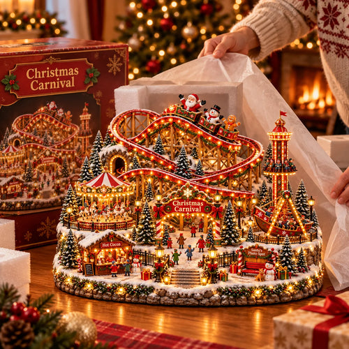 🎄 Animated Christmas Carnival Village – Moving Rides & Lighted Holiday Display 🎢