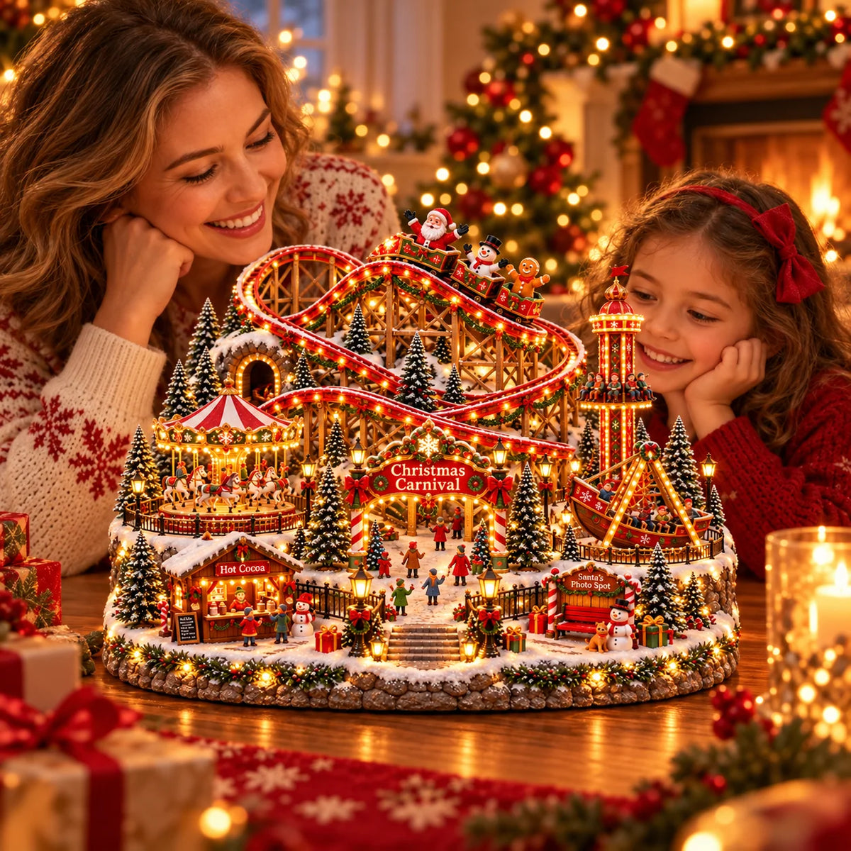🎄 Animated Christmas Carnival Village – Moving Rides & Lighted Holiday Display 🎢